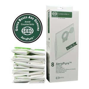 Sebo D4 Model Ultra Filter Bag Box for D Series Vacuum, 8-Pack